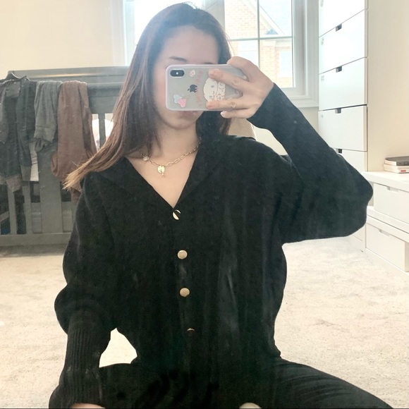 Black Sweater with Gold Buttons - Picture 2 of 4